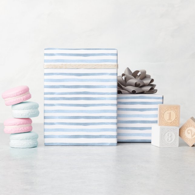 Blue Stripe Baby Shower Gift Wrap (Baby Shower)