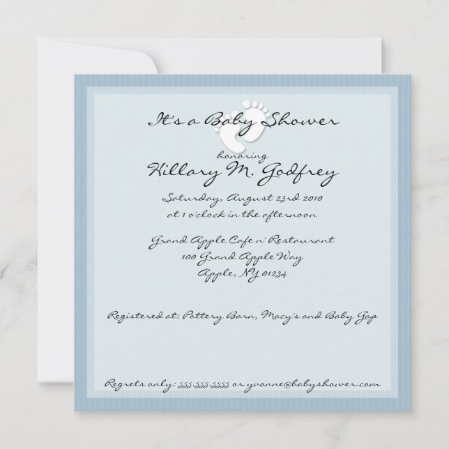 Blue Stripe Baby Shower Invitations (Front)