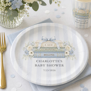 Blue Stripe Baby Shower Paper Plate
