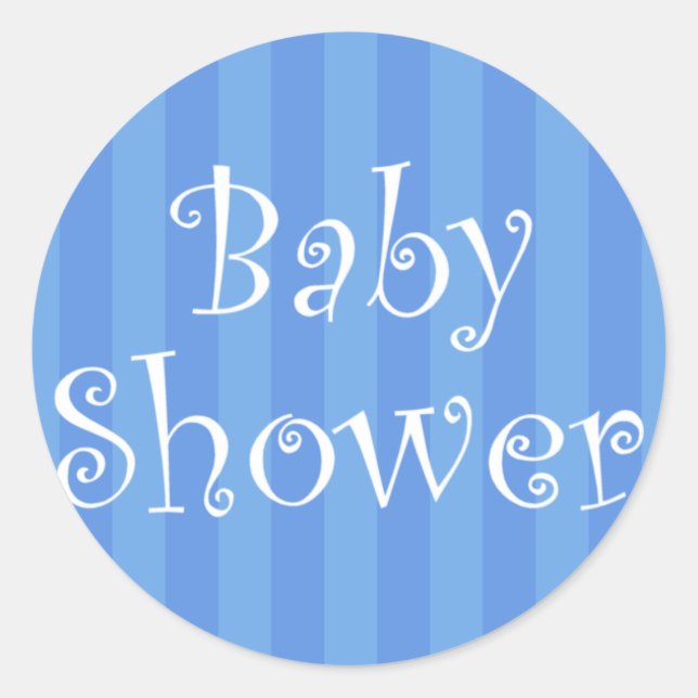 Blue Stripe Baby Shower Sticker (Front)