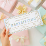 Blue Stripe Babysitting Gift Voucher Card<br><div class="desc">This babysitting gift voucher design features a classic stripe design. The "babysitting" heading is an image that cannot be edited. All of the other text is fully editable. For more advanced customization of this design,  simply select the "Customize It" button above.</div>