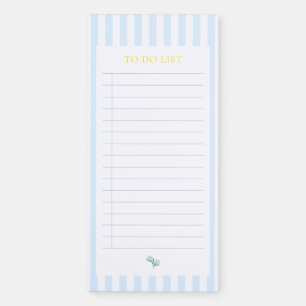 Blue Stripe Blue Flower Notes Magnetic Notepad