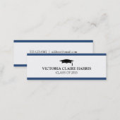 Blue stripe border graduation cap name card (Front/Back)