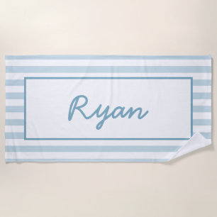 Blue Stripe Cabana Beach Club Birthday Favor  Beach Towel