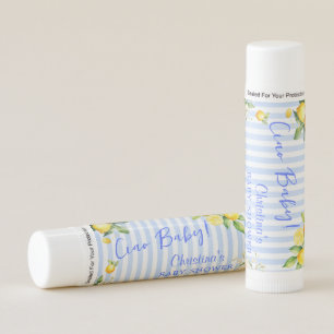 Blue Stripe Citrus Lemon Ciao Baby Favors Gift Lip Balm