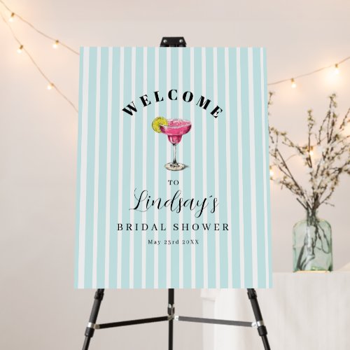 Blue Stripe Cocktail Bridal Shower Party  Foam Board