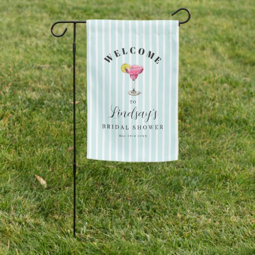 Blue Stripe Cocktail Bridal Shower Party  Garden Flag