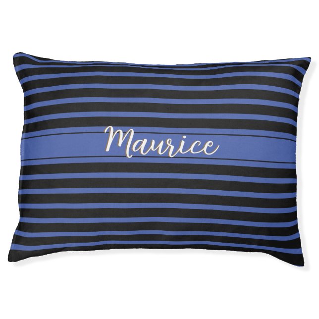 Blue Stripe Contemporary Simple Stylish Pet Dog Bed (Front)