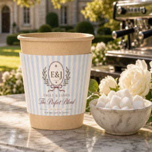 Blue Stripe Crest Monogram The Perfect Blend Coffee Cup Sleeve