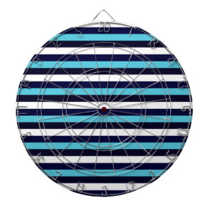 Blue Stripe Dartboard With Darts