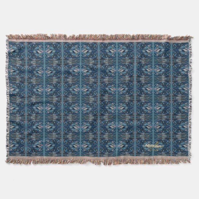 Blue Stripe Decorative Throw by Poet Adiela Akoo - Blanket (Front)