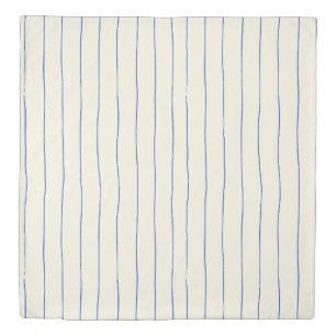 Blue Stripe Duvet - Soft Cream Bedding, Modern Cover