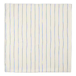 Blue Stripe Duvet - Soft Cream Bedding, Modern Cover