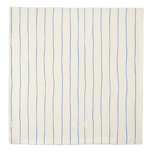 Blue Stripe Duvet - Soft Cream Bedding, Modern Cover (Front)