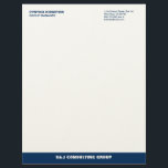 Blue stripe ecru professional business company letterhead<br><div class="desc">Make a memorable impression with these contemporary color stripe letterhead. This fully customizable business stationery is perfect for consulting or service businesses that need to project a polish and professional image. Your name is set boldly in a modern typeface that command attention. Important contact info is set on the opposite...</div>
