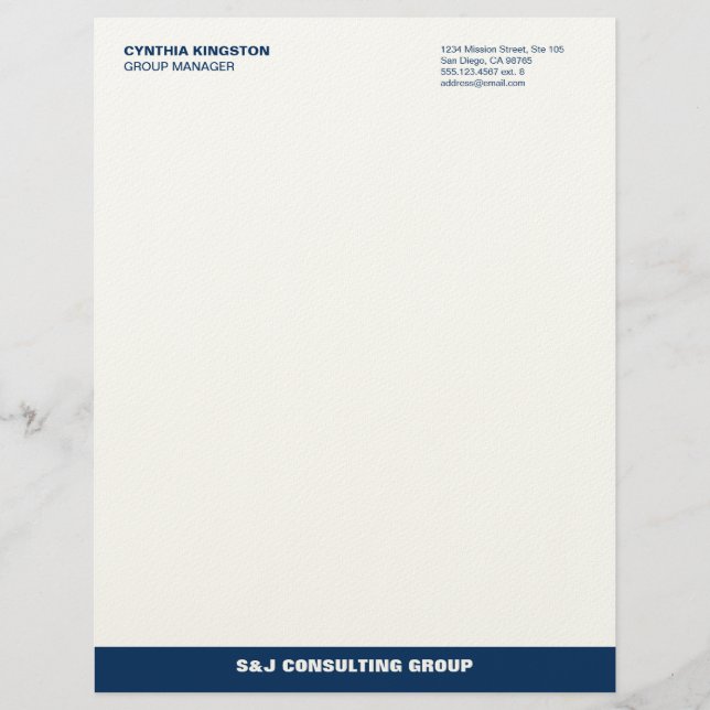 Blue stripe ecru professional business company letterhead (Front)