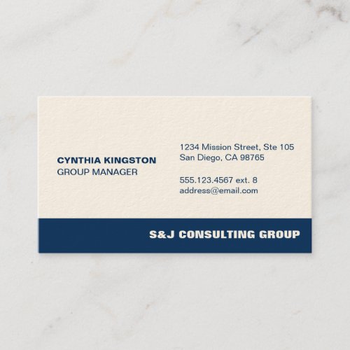 Blue stripe ecru professional employee company business card