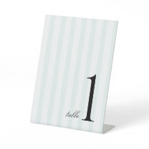 Blue Stripe Elegant Customizable Table Number 