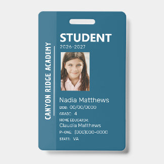 Blue Stripe Homeschool Student ID Badge