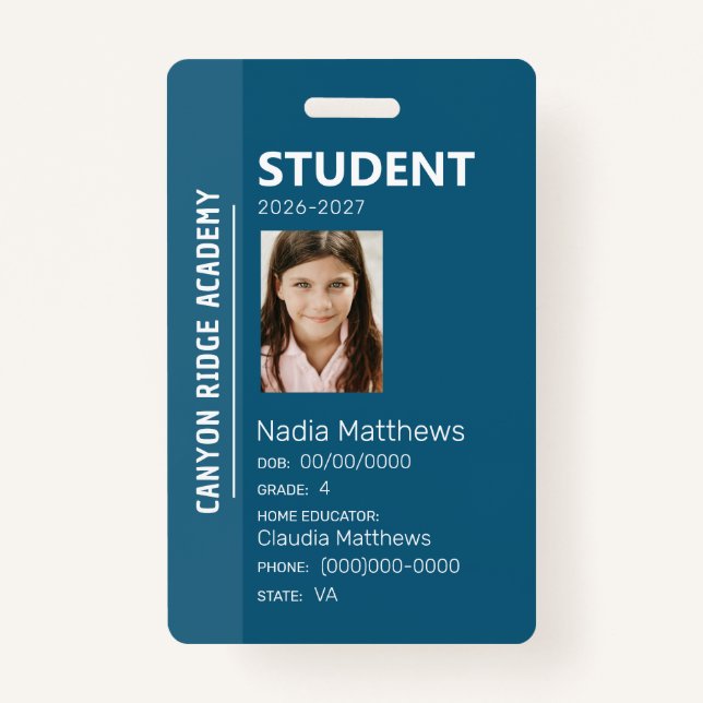 Blue Stripe Homeschool Student ID Badge (Front)