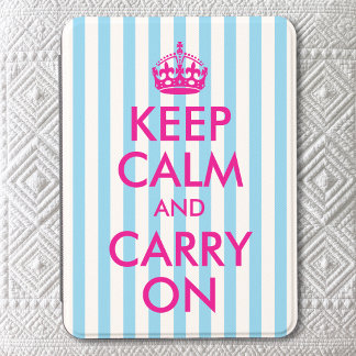Blue Stripe Hot Pink Keep Calm and Carry On Kindle Cover