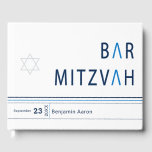 Blue Stripe Modern Bar Mitzvah Guest Book