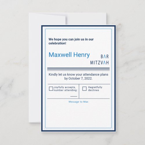 Blue Stripe Modern Bar Mitzvah RSVP