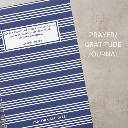 Blue Stripe Modern Quote Personalized Prayer Notebook