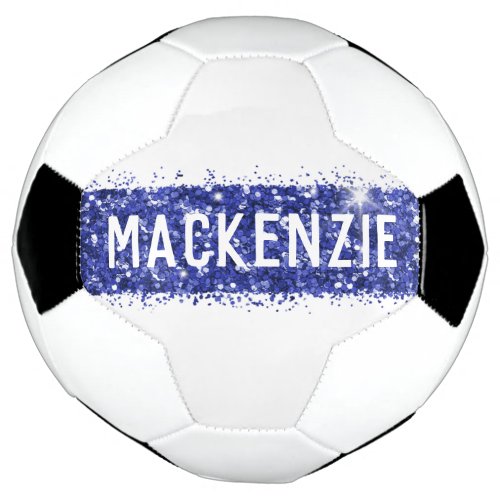 Blue Stripe Monogram Name Personalized Soccer Ball