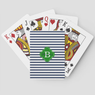 Blue Stripe Monogram Playing Cards