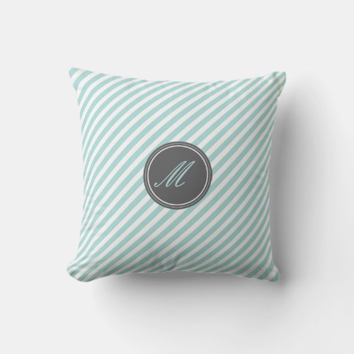 Blue Stripe Monogram Throw Pillow