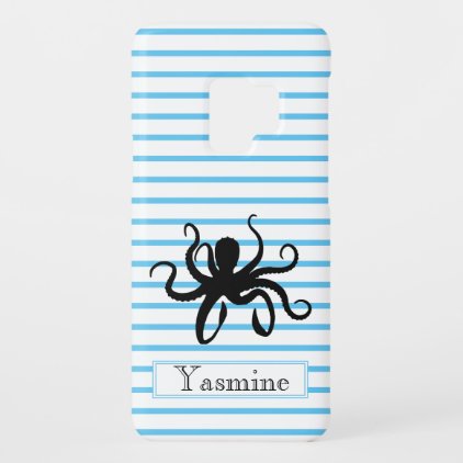 Blue Stripe Octopus Silhouette | Monogram Case-Mate Samsung Galaxy S9 Case