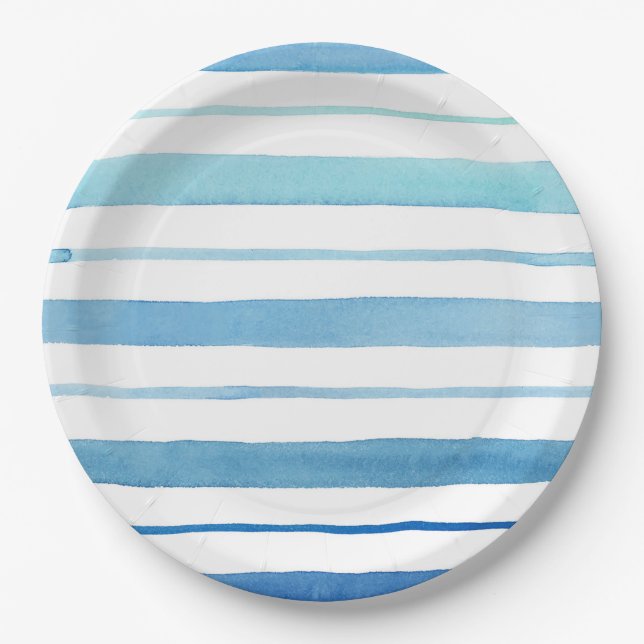 Blue Stripe Paper Plates (Front)