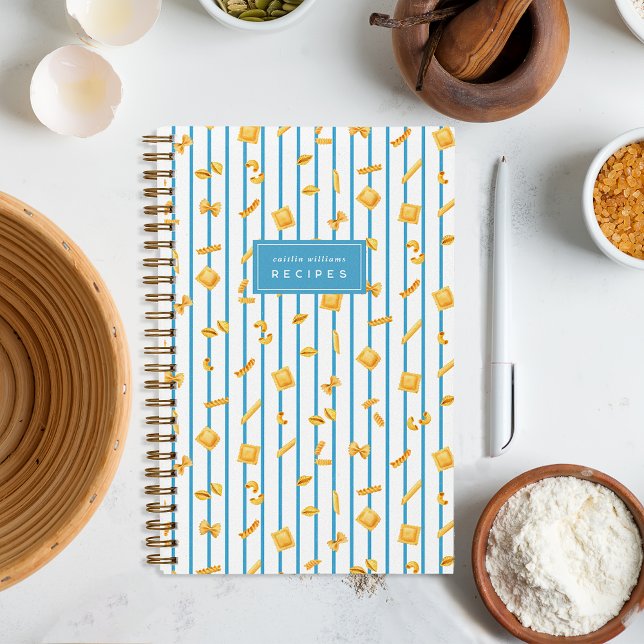 Blue Stripe | Pasta Shapes Personalized Notebook (Creator Uploaded)