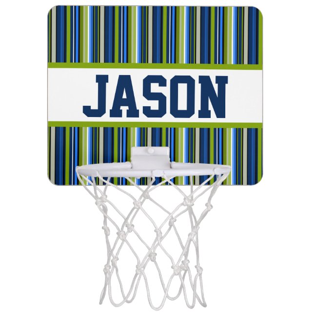 Blue Stripe Personalized Mini-Basketball Goal Mini Basketball Hoop (Front)