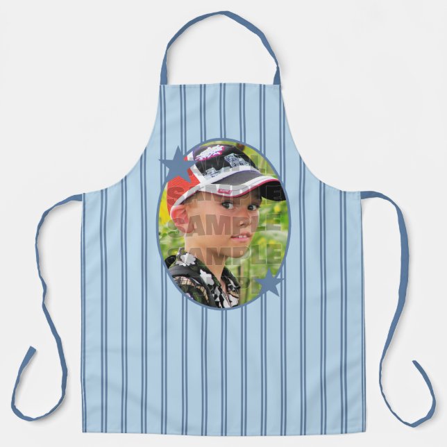 Blue Stripe Photo Template Apron (Front)