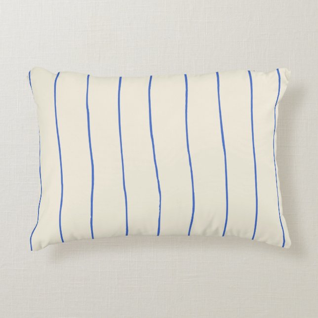 Blue Stripe Pillow Cover – Soft Cream Decorative  (Front)