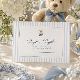 Blue stripe Preppy Diaper raffle Card 3.5x5