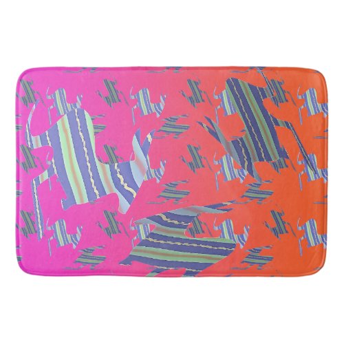 Blue Stripe Rainbow Kangaroos  Bath Mat