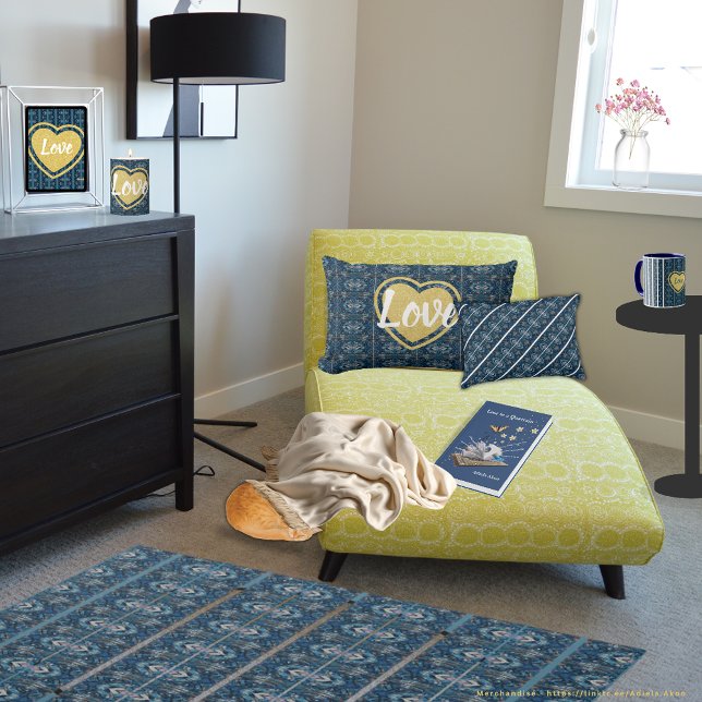 Blue Stripe Rug by Poet Adiela Akoo (Blue Stripe Rug, Mug, throw pillows, candle, poster & Lost in a Quatrain book by Poet Adiela Akoo)