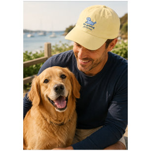 Blue Stripe Seersucker Preppy Dog Dad Yellow Hat