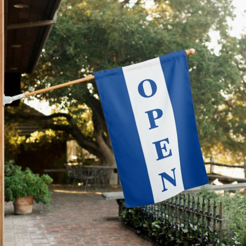 Blue Stripe Vertical Open Sign Flag