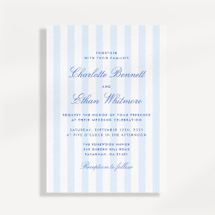 Blue Stripe Wedding Invitation