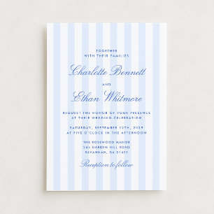 Blue Stripe Wedding Invitation
