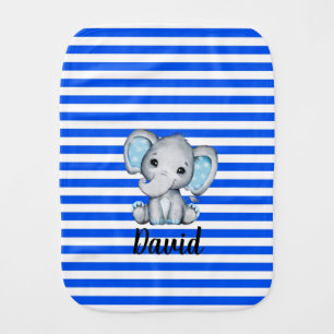Blue Stripe with Elephant  Baby Burp Cloth