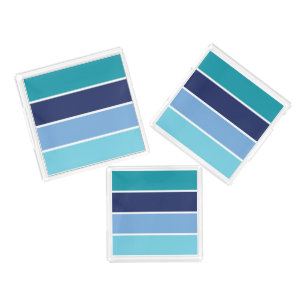Blue Striped Acrylic Tray
