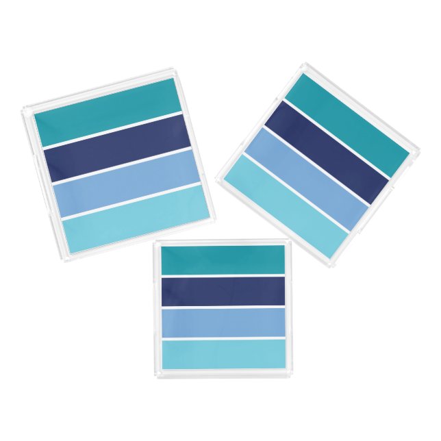 Blue Striped Acrylic Tray (Set)
