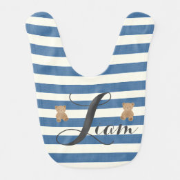 Blue striped baby bib
