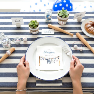 Blue Striped Baby Clothes Clothesline  Napkins