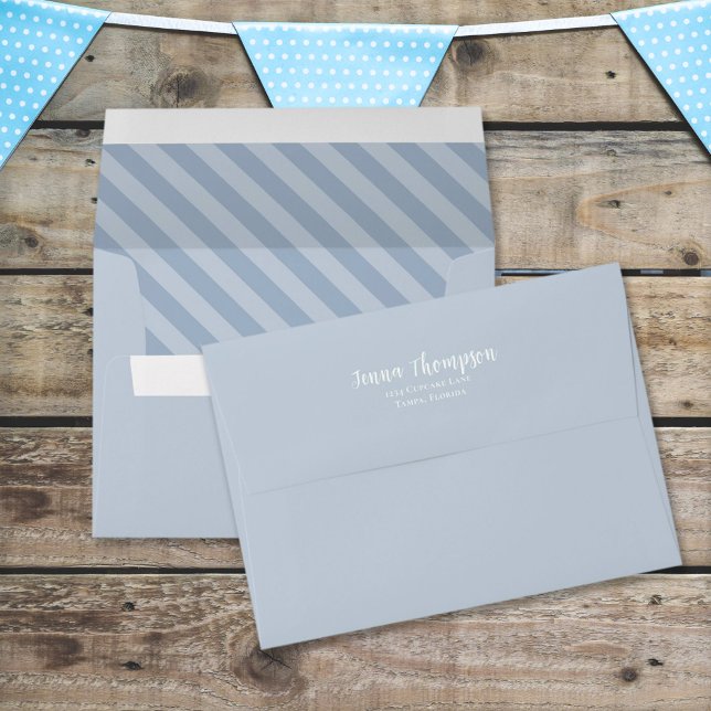 Blue Striped Basic Return Address Calligraphy Envelope (Creator Uploaded)